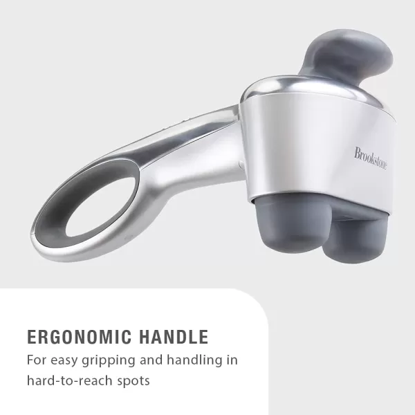 imageBrookstone BHHP650J Cordless Neck Back Percussion Massager Deep Kneading DualNode Portable LightWeight Rechargeable Max 2 Silver 