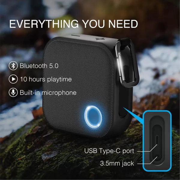 imageBrookstone Bluetooth Speakers IPX7 Waterproof Indoor and Outdoor Speaker Portable Speakers Computer Speakers for Desktop Monitors Tap to Link Multiple Speakers Carabiner Clip Included1 Pack