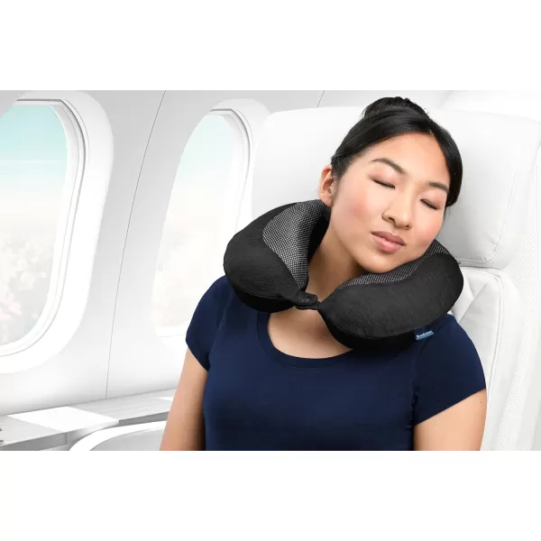 imageBrookstone Cool Touch Memory Foam Head and Neck Travel Pillow for Vacations Airplanes Trains Buses and Cars Size One Size BlackBlack