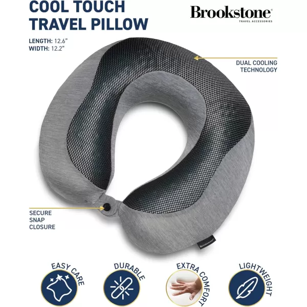 imageBrookstone Cool Touch Memory Foam Head and Neck Travel Pillow for Vacations Airplanes Trains Buses and Cars Size One Size BlackDark Grey