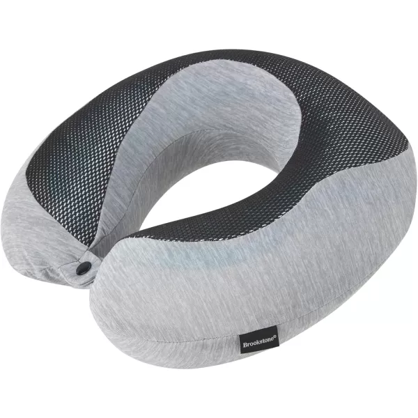 imageBrookstone Cool Touch Memory Foam Head and Neck Travel Pillow for Vacations Airplanes Trains Buses and Cars Size One Size BlackDark Grey