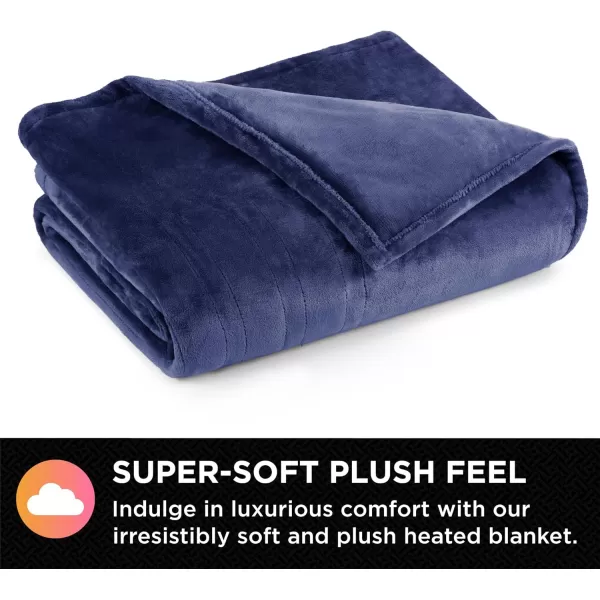 imageBrookstone Electric Heated Plush Blanket w 10 Heat Settings  Adjustable Timer 12Hour Auto Shut Off  Machine Washable ampamp Dryer Safe  Polyester Velvet Blanket Full Size 77in x 84in  GrayNavy