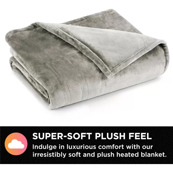 imageBrookstone Electric Heated Plush Blanket w 10 Heat Settings  Adjustable Timer 12Hour Auto Shut Off  Machine Washable ampamp Dryer Safe  Polyester Velvet Blanket Full Size 77in x 84in  GrayTaupe