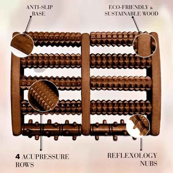 imageBrookstone Foot Roller Massager for Plantar Fasciitis Relief  Wooden Foot Massage Roller for Feet  Stimulate Reflexes ampamp Relieve Stress  Wide Feet Massager Useful Gift for Elderly Mom Dad OakWalnut