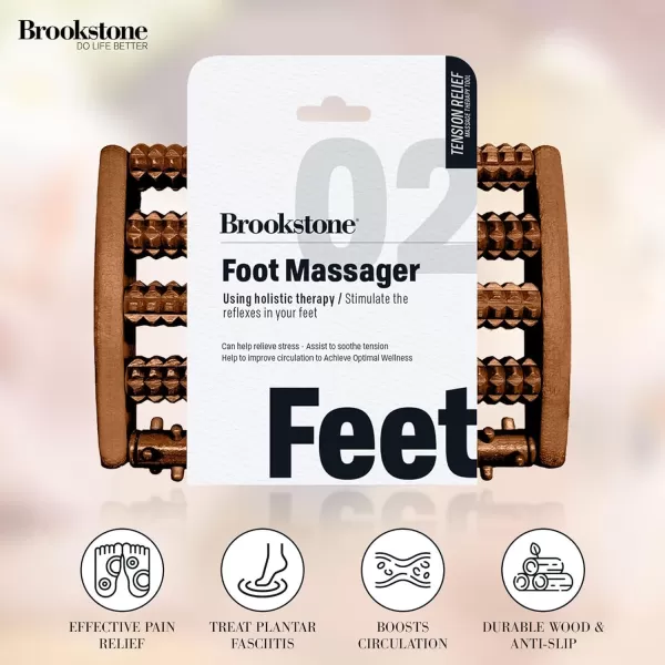 imageBrookstone Foot Roller Massager for Plantar Fasciitis Relief  Wooden Foot Massage Roller for Feet  Stimulate Reflexes ampamp Relieve Stress  Wide Feet Massager Useful Gift for Elderly Mom Dad OakWalnut