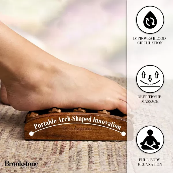 imageBrookstone Foot Roller Massager for Plantar Fasciitis Relief  Wooden Foot Massage Roller for Feet  Stimulate Reflexes ampamp Relieve Stress  Wide Feet Massager Useful Gift for Elderly Mom Dad OakWalnut