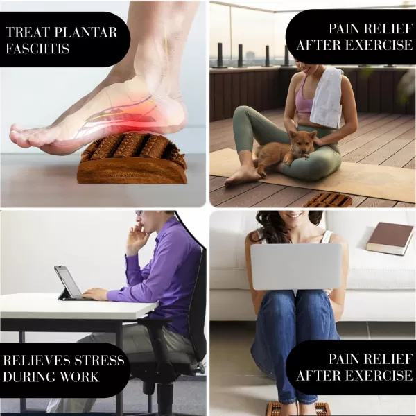 imageBrookstone Foot Roller Massager for Plantar Fasciitis Relief  Wooden Foot Massage Roller for Feet  Stimulate Reflexes ampamp Relieve Stress  Wide Feet Massager Useful Gift for Elderly Mom Dad OakWalnut