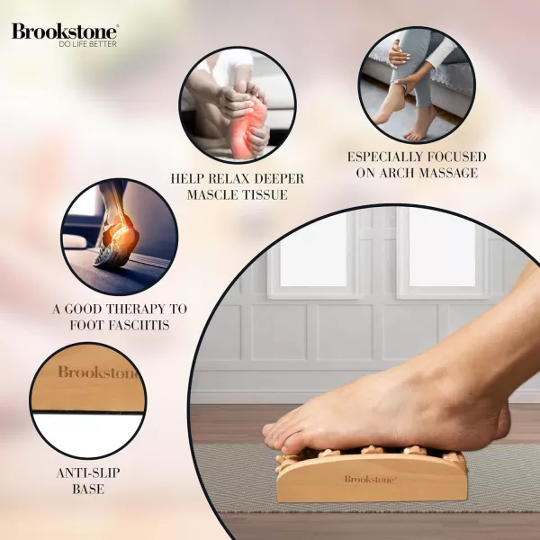 imageBrookstone Foot Roller Massager for Plantar Fasciitis Relief  Wooden Foot Massage Roller for Feet  Stimulate Reflexes ampamp Relieve Stress  Wide Feet Massager Useful Gift for Elderly Mom Dad OakOak Large