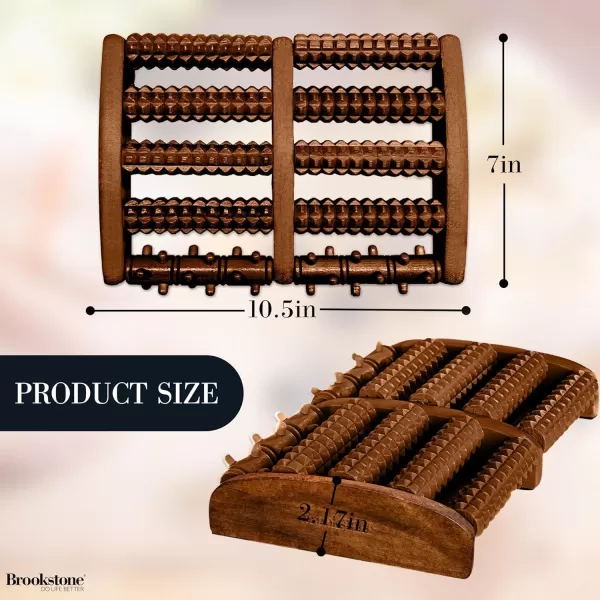 imageBrookstone Foot Roller Massager for Plantar Fasciitis Relief  Wooden Foot Massage Roller for Feet  Stimulate Reflexes ampamp Relieve Stress  Wide Feet Massager Useful Gift for Elderly Mom Dad OakWalnut