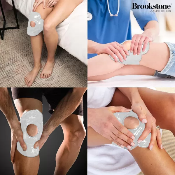 imageBrookstone Knee Ice Pack Wrap with Silica Beads  Hot and Cold Therapy  Fast Acting Ice Pack for Knee Pain Relief  Reusable Knee Ice Pack for Swelling Injuries and PostSurgery RecoveryWhite