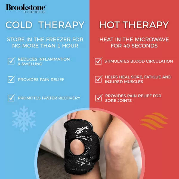 imageBrookstone Knee Ice Pack Wrap with Silica Beads  Hot and Cold Therapy  Fast Acting Ice Pack for Knee Pain Relief  Reusable Knee Ice Pack for Swelling Injuries and PostSurgery RecoveryMidnight Black