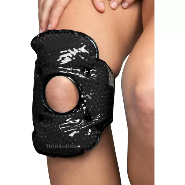 imageBrookstone Knee Ice Pack Wrap with Silica Beads  Hot and Cold Therapy  Fast Acting Ice Pack for Knee Pain Relief  Reusable Knee Ice Pack for Swelling Injuries and PostSurgery RecoveryMidnight Black