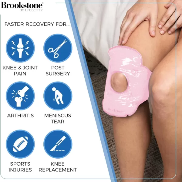 imageBrookstone Knee Ice Pack Wrap with Silica Beads  Hot and Cold Therapy  Fast Acting Ice Pack for Knee Pain Relief  Reusable Knee Ice Pack for Swelling Injuries and PostSurgery RecoveryPink