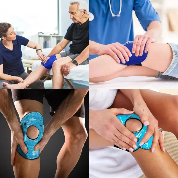 imageBrookstone Knee Ice Pack Wrap with Silica Beads  Hot and Cold Therapy  Fast Acting Ice Pack for Knee Pain Relief  Reusable Knee Ice Pack for Swelling Injuries and PostSurgery RecoveryAzure Blue