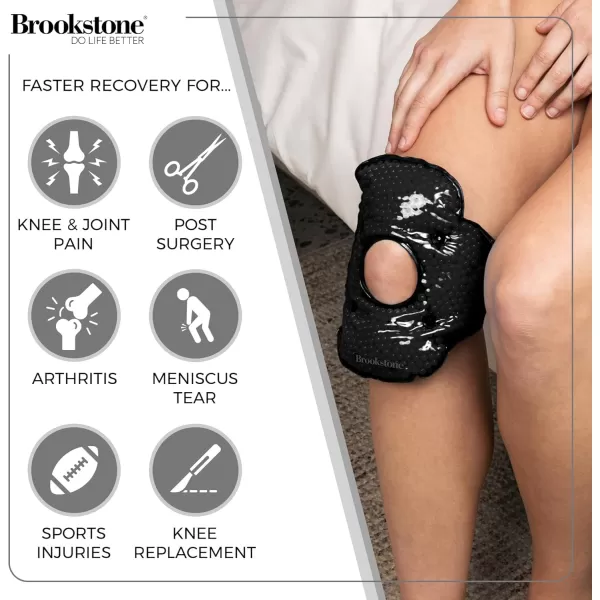 imageBrookstone Knee Ice Pack Wrap with Silica Beads  Hot and Cold Therapy  Fast Acting Ice Pack for Knee Pain Relief  Reusable Knee Ice Pack for Swelling Injuries and PostSurgery RecoveryMidnight Black