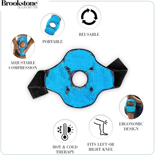 imageBrookstone Knee Ice Pack Wrap with Silica Beads  Hot and Cold Therapy  Fast Acting Ice Pack for Knee Pain Relief  Reusable Knee Ice Pack for Swelling Injuries and PostSurgery RecoveryAzure Blue