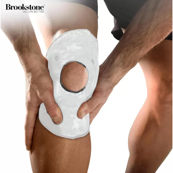 imageBrookstone Knee Ice Pack Wrap with Silica Beads  Hot and Cold Therapy  Fast Acting Ice Pack for Knee Pain Relief  Reusable Knee Ice Pack for Swelling Injuries and PostSurgery RecoveryWhite