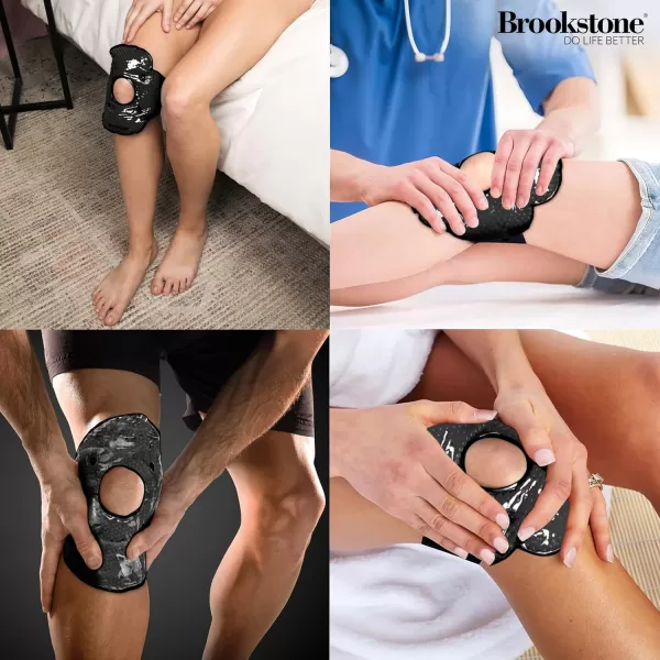 imageBrookstone Knee Ice Pack Wrap with Silica Beads  Hot and Cold Therapy  Fast Acting Ice Pack for Knee Pain Relief  Reusable Knee Ice Pack for Swelling Injuries and PostSurgery RecoveryMidnight Black