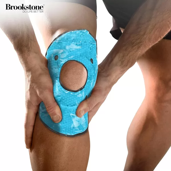 imageBrookstone Knee Ice Pack Wrap with Silica Beads  Hot and Cold Therapy  Fast Acting Ice Pack for Knee Pain Relief  Reusable Knee Ice Pack for Swelling Injuries and PostSurgery RecoveryAzure Blue