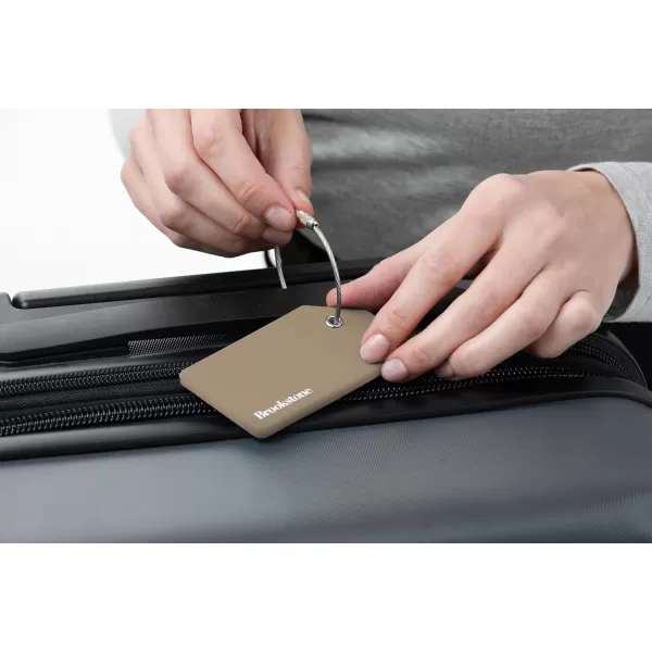 imageBrookstone Luggage Tag  2 Pack Silicone Travel Suitcase Tag with Name Card  Baggage ID Label with Steel Loop Fastener MulticolorKhaki