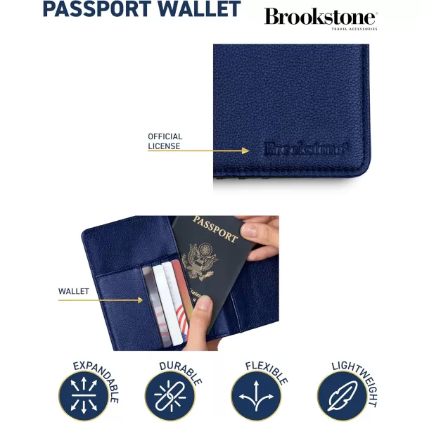 imageBrookstone Travel Passport Wallet  RFIDBlocking Passport Cover Vaccine Card Organizer  Credit Card Wallet for Men and Women NavyNavy