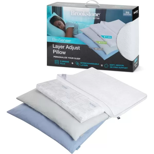 imageBrookstone 2in1 Comfort Memory Foam Pillow with Better Than Down Fill for Firm Yet Plush Feel  Innovative Hybrid Design Bed Pillow with DualSided Cool ampamp Warmth Comfort All Seasons  Soft PillowLayer Adjust Pillow