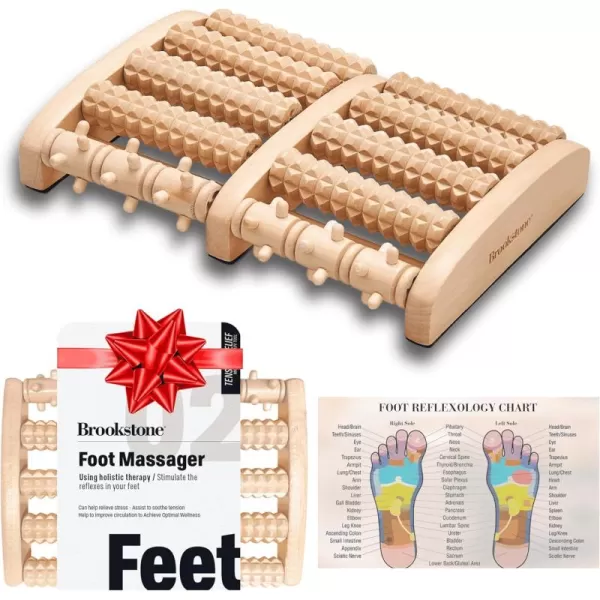 imageBrookstone Foot Roller Massager for Plantar Fasciitis Relief  Wooden Foot Massage Roller for Feet  Stimulate Reflexes ampamp Relieve Stress  Wide Feet Massager Useful Gift for Elderly Mom Dad OakOak Large