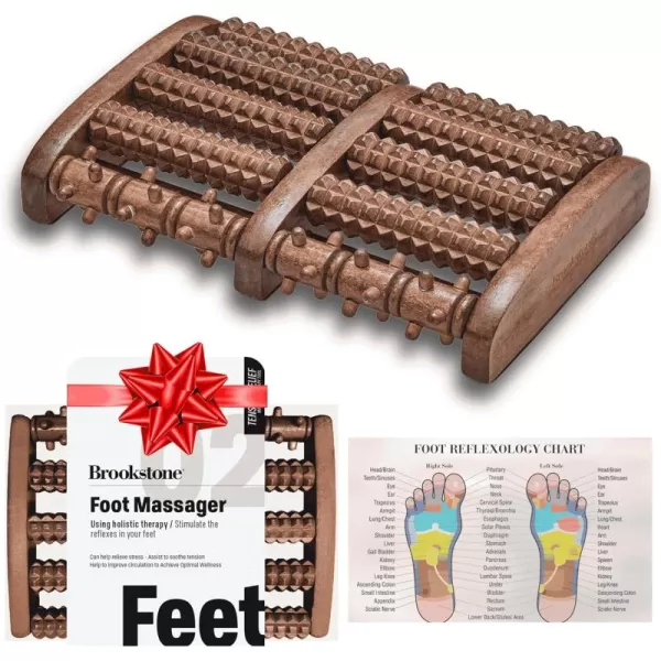 imageBrookstone Foot Roller Massager for Plantar Fasciitis Relief  Wooden Foot Massage Roller for Feet  Stimulate Reflexes ampamp Relieve Stress  Wide Feet Massager Useful Gift for Elderly Mom Dad OakWalnut