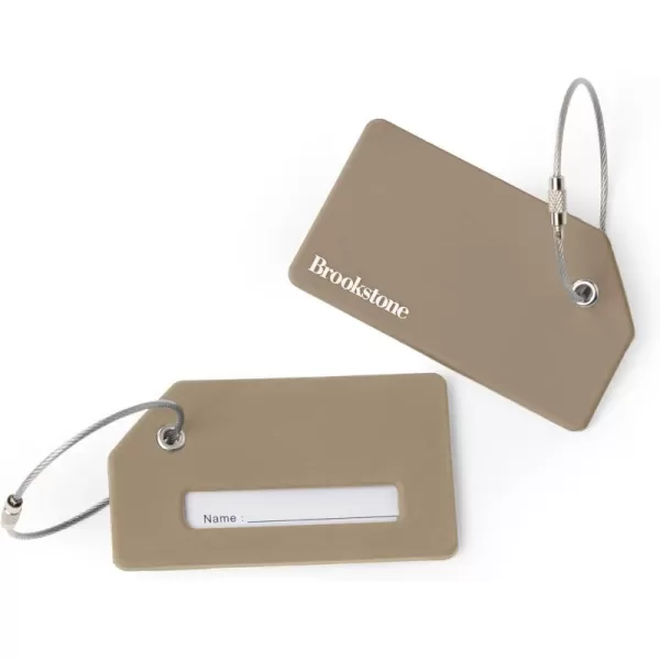imageBrookstone Luggage Tag  2 Pack Silicone Travel Suitcase Tag with Name Card  Baggage ID Label with Steel Loop Fastener MulticolorKhaki