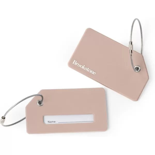 imageBrookstone Luggage Tag  2 Pack Silicone Travel Suitcase Tag with Name Card  Baggage ID Label with Steel Loop Fastener MulticolorSoft Pink