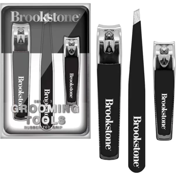 imageBrookstone Nail Clippers Set  Premium Stainless Steel Nail Clipper and Nail Cutter with Rubberized NonSlip Grip Includes Case and Tweezer Two Nail Clippers for Precision Grooming NavyBlack