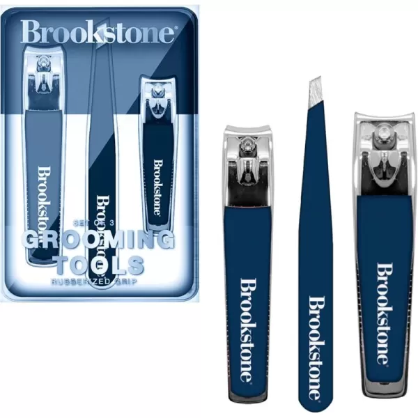 imageBrookstone Nail Clippers Set  Premium Stainless Steel Nail Clipper and Nail Cutter with Rubberized NonSlip Grip Includes Case and Tweezer Two Nail Clippers for Precision Grooming NavyNavy