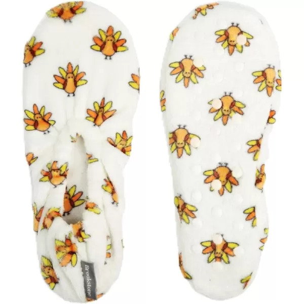 imageBrookstone Plush Footies  Slippers with Memory Foam Insole  UltraSoft Sherpa Footies for Indoor Wear NonSkid Sole OneSizeFitsMost Machine Washable Slippers for Women  Gift for MomPlush  Ivory