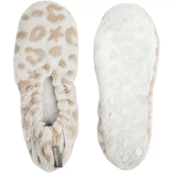 imageBrookstone Plush Footies  Slippers with Memory Foam Insole  UltraSoft Sherpa Footies for Indoor Wear NonSkid Sole OneSizeFitsMost Machine Washable Slippers for Women  Gift for MomSculpted  Feather Gray