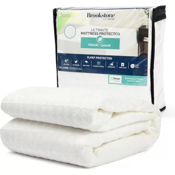 imageBrookstone Ultimate Tencel Blend Mattress Protector with CleanSense Technology  Mattress Cover Protector for Comfort ampamp Protection Polyester Fabric ampamp Lenzing Tencel  King Size Bed WhiteWhite