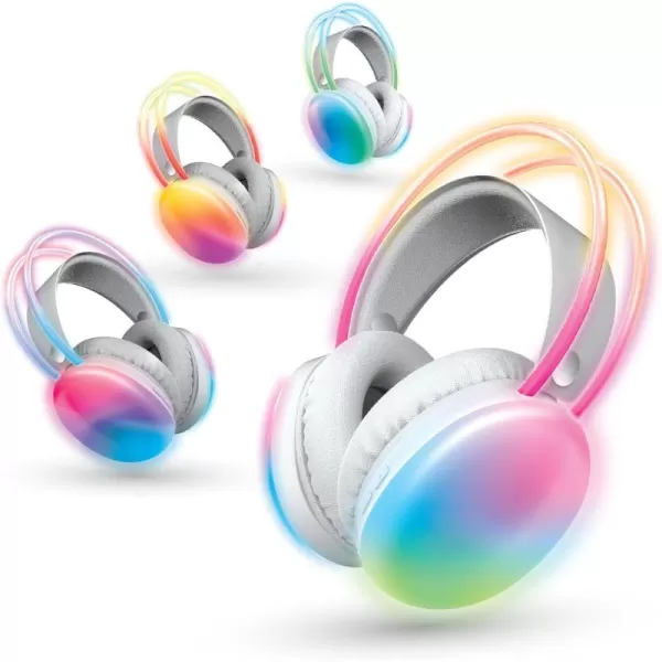 imageBrookstone Wireless Silent Disco Headphones Multicolor LED Lights Bluetooth 50 Up to 10 Hours of Playtime 4 Pack4 Pack