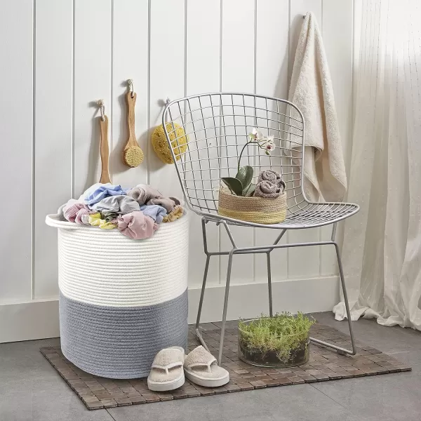 imageBrookstone Large Cotton Rope Storage Basket Soft Woven Bin with Handles Baby NurseryBlanket Organizer Perfectly Sized at 185 X 16 Use in Living RoomBedroom Suitable for Any Dcor Style