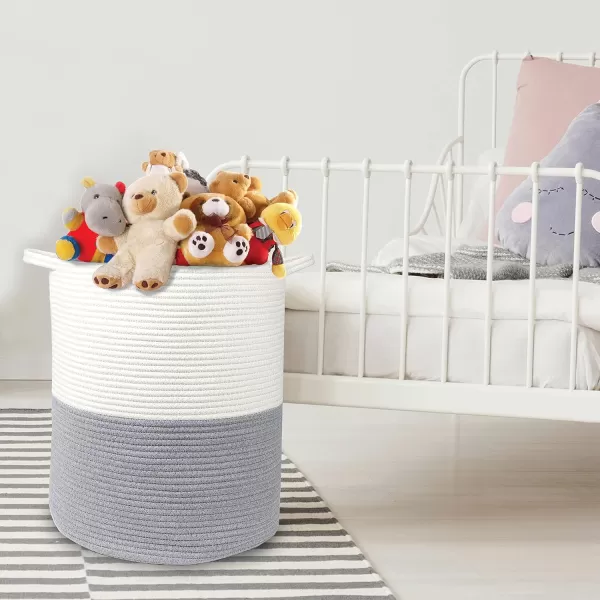 imageBrookstone Large Cotton Rope Storage Basket Soft Woven Bin with Handles Baby NurseryBlanket Organizer Perfectly Sized at 185 X 16 Use in Living RoomBedroom Suitable for Any Dcor Style