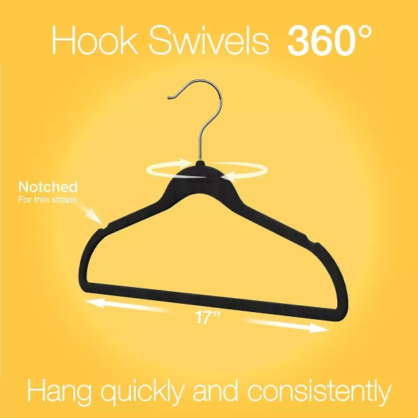 imageBROOKSTONE 25 Pack Velvet Hangers NonSlip 360 Swivel Hook Lightweight ampamp Slim Strong ampamp Durable Space Saving Design Heavy Duty Wont Stain FabricBlack 50 Pack