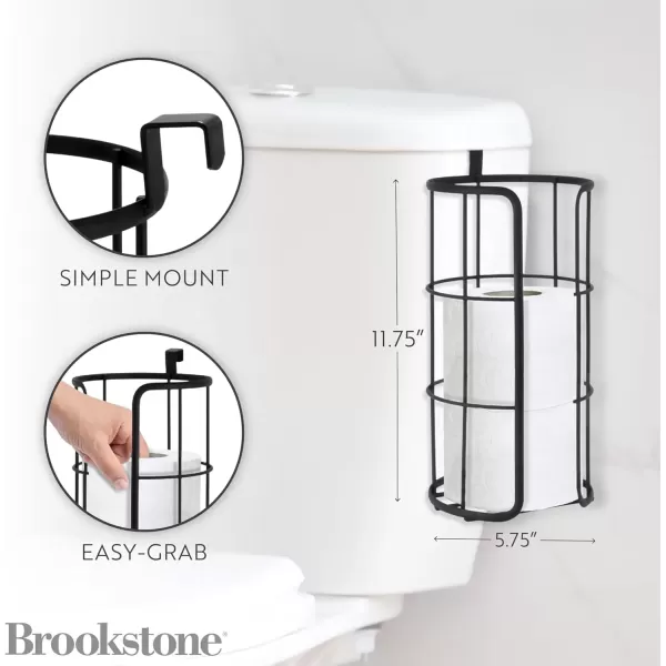 imageBROOKSTONE Over The Tank Toilet Paper Holder Space Saving Bathroom Tissue Organizer Minimalistic Storage Solution Modern Trending Design Hold Large Rolls