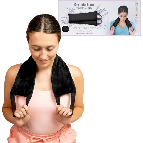 imageBrookstone  Thera Spa Neck Heating Pad ampamp Cooling Neck Wrap with Straps  Microwave Heating Pad for Neck Shoulders ampamp Back Pain Relief  Body Warming Wrap  Lavender Infused Midnight Black