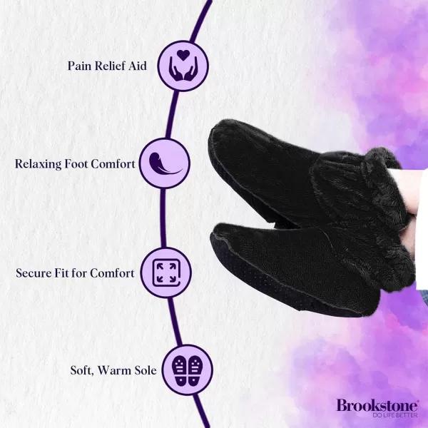 imageBrookstone  TheraSpa Foot Warmer Fur Booties  Hot ampamp Cold Therapy with Temperature Control Pouch  Microwavable Heated Slippers  Feet Warmers for Women ampamp Men  Lavender InfusedMidnight Black