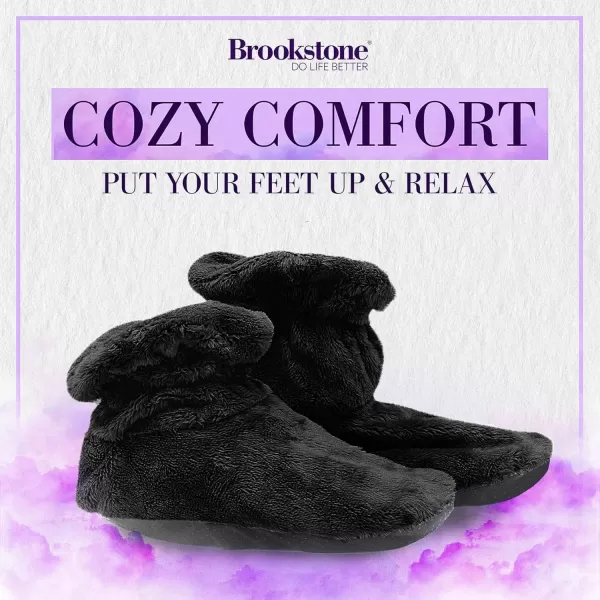 imageBrookstone  TheraSpa Foot Warmer Fur Booties  Hot ampamp Cold Therapy with Temperature Control Pouch  Microwavable Heated Slippers  Feet Warmers for Women ampamp Men  Lavender InfusedMidnight Black