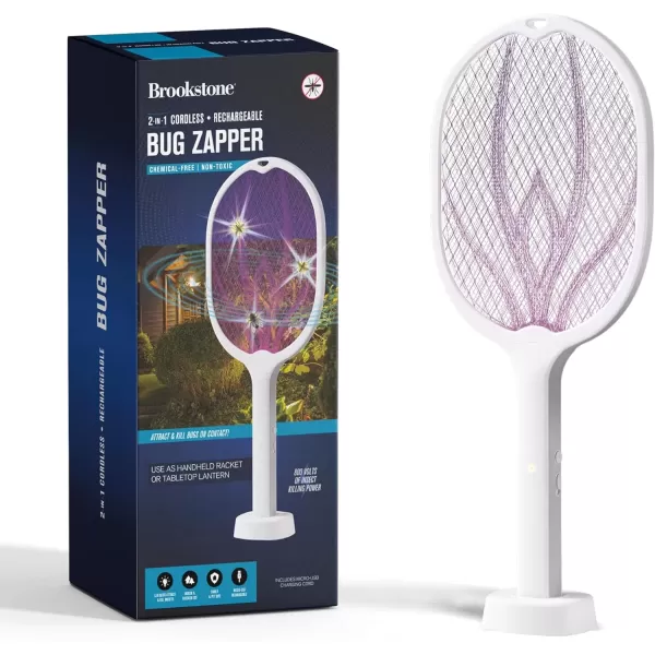 imageBrookstone 2in1 Cordless Rechargeable Bug Zapper  Racket and Tabletop Stand