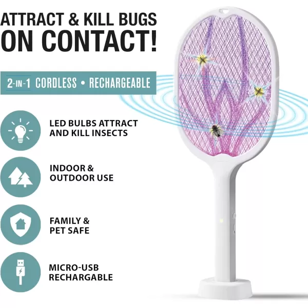 imageBrookstone 2in1 Cordless Rechargeable Bug Zapper  Racket and Tabletop Stand