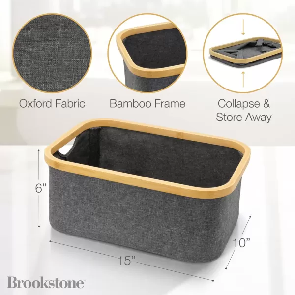 imageBrookstone Bamboo Storage Basket Boho Organization and Storage Container Decorative Shelf Bin for any Bedroom Over the Vanity Bathroom Accessory Suitable for Any Home Dcor Style