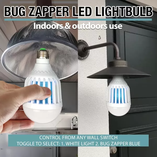 imageBrookstone Bug Zapper Light Bulb  2in1 White Light ampamp Blue LED Insect Killer ChemicalFree NonToxic Easy Clean Catch Tray 15000 Hours Safe for Children ampamp Pets IndoorOutdoor Use