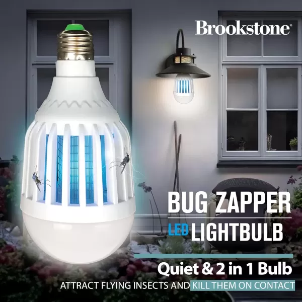 imageBrookstone Bug Zapper Light Bulb  2in1 White Light ampamp Blue LED Insect Killer ChemicalFree NonToxic Easy Clean Catch Tray 15000 Hours Safe for Children ampamp Pets IndoorOutdoor Use