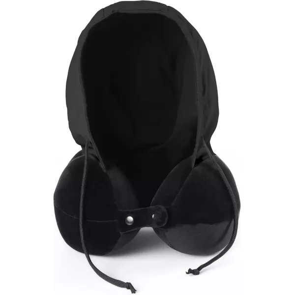 imageBrookstone Hooded Neck Pillow  Ultra Soft Fleece Memory Foam Travel Neck Support Pillow with Hood  Comfy Headrest Pillow Size One Size BlackBlack