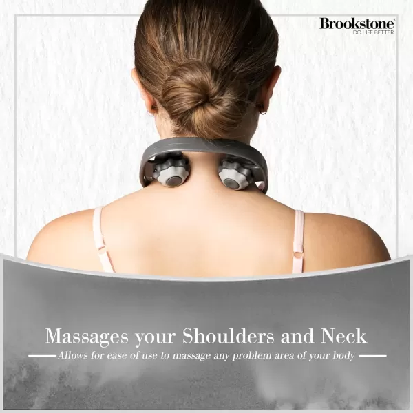 imageBrookstone Neck Massager Roller  Handheld Neck Roller Massage for Pain Relief  Premium Neck Massage Roller for Shoulders and Neck  Effective Handheld Massager for Stress and Tension Relief